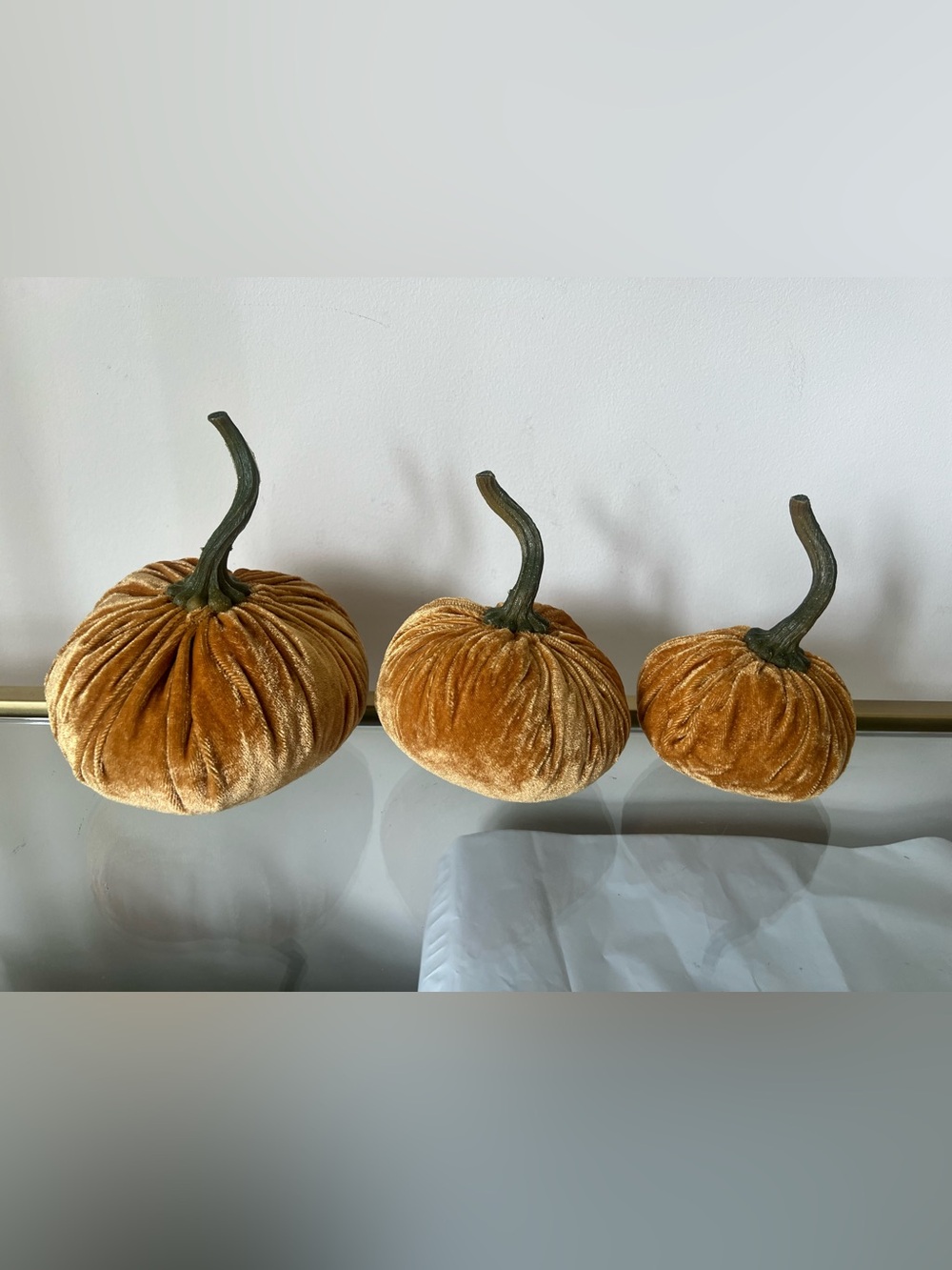 Velvet Decorative Pumpkins - orange Set of 3